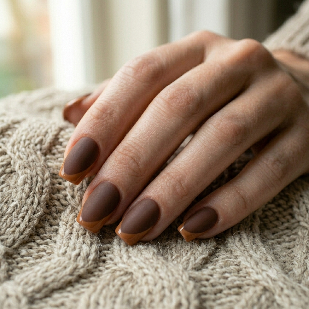 Oval Nails In Coffee Brown NailOLash
