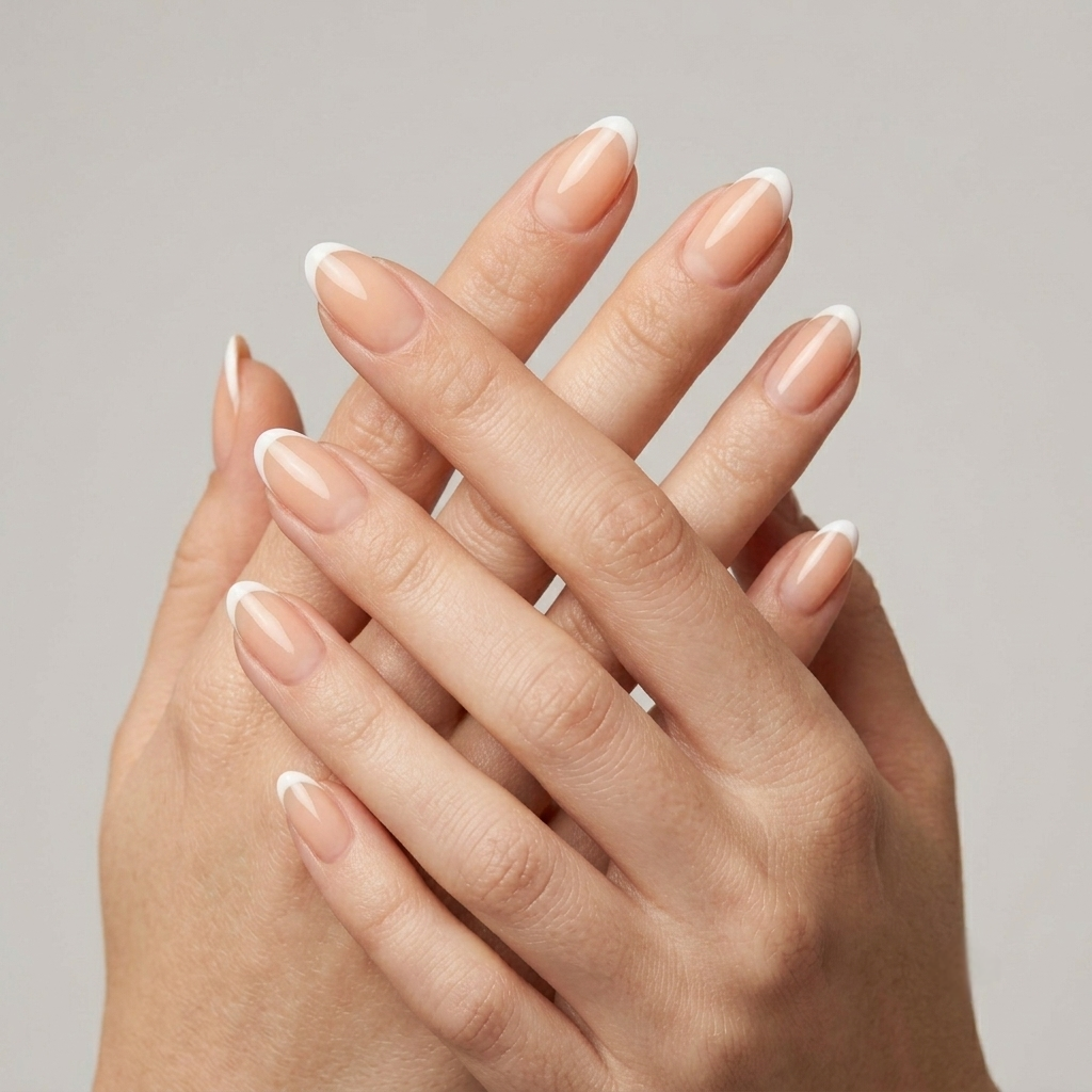 Almond French Nails With White Tips