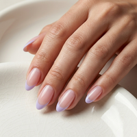Nude Pink Nails With Lavender French Tips