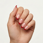 Nude Pink Nails With Red French Tips