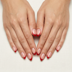 Nude Pink Nails With Red French Tips