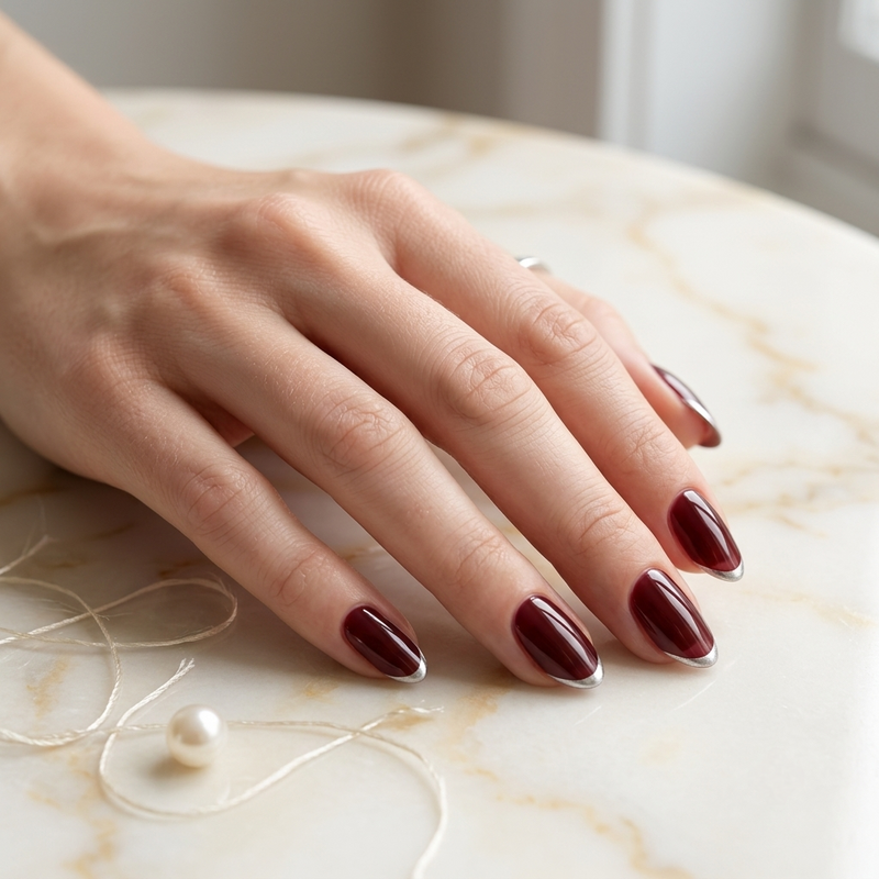 Burgundy French Tip Nails Nail O Lash