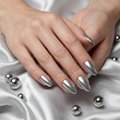 Silver Chrome Almond Shaped Nails