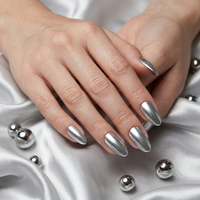 Silver Chrome Almond Shaped Nails