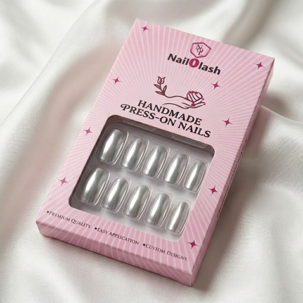 Silver Chrome Almond Shaped Nails