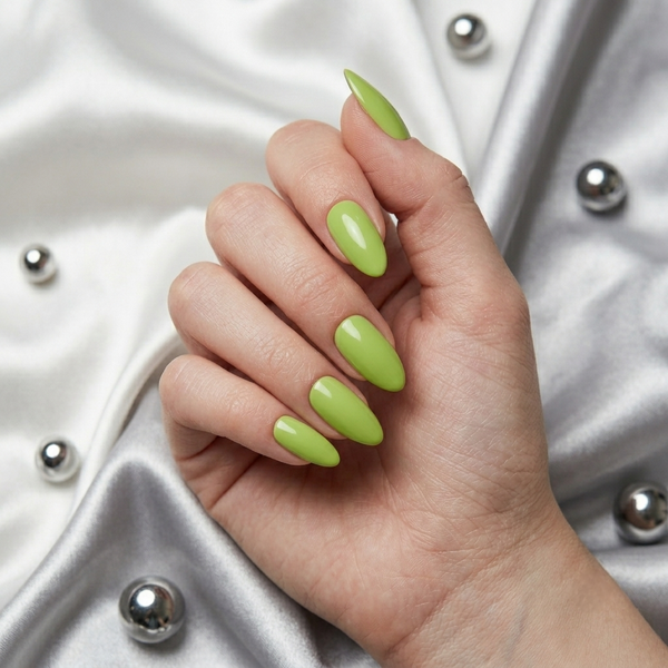Almond Nails In Candy Lime Nail O Lash