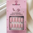 Light Pink Almond Shaped Glossy Nails