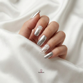 Metallic Silver Nails With Pearl Details