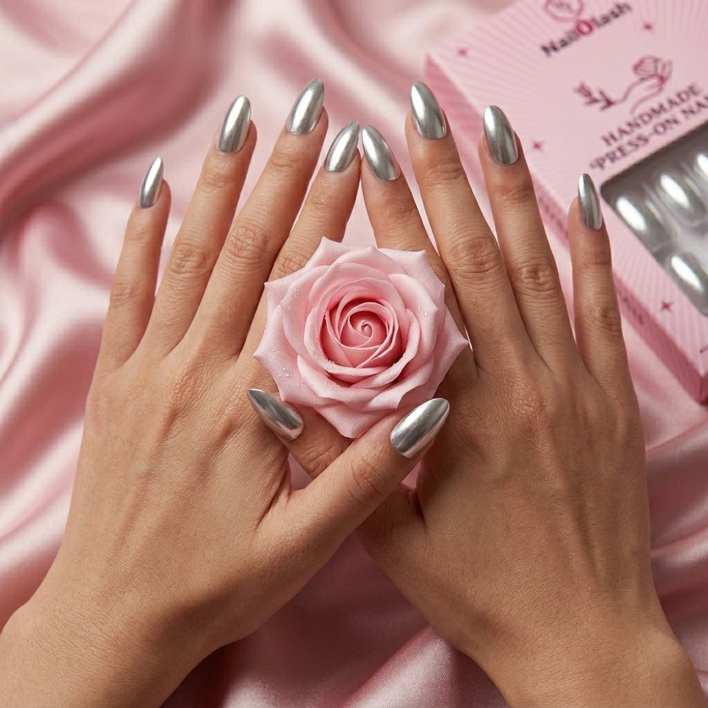 Almond Shaped Mirror Chrome Nails
