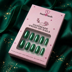 Glossy Emerald Green Oval Nails