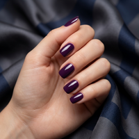 Square Shaped Glossy Deep Plum Nails