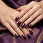 Square Shaped Glossy Deep Plum Nails