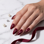 Burgundy Cat Eye Almond Nails