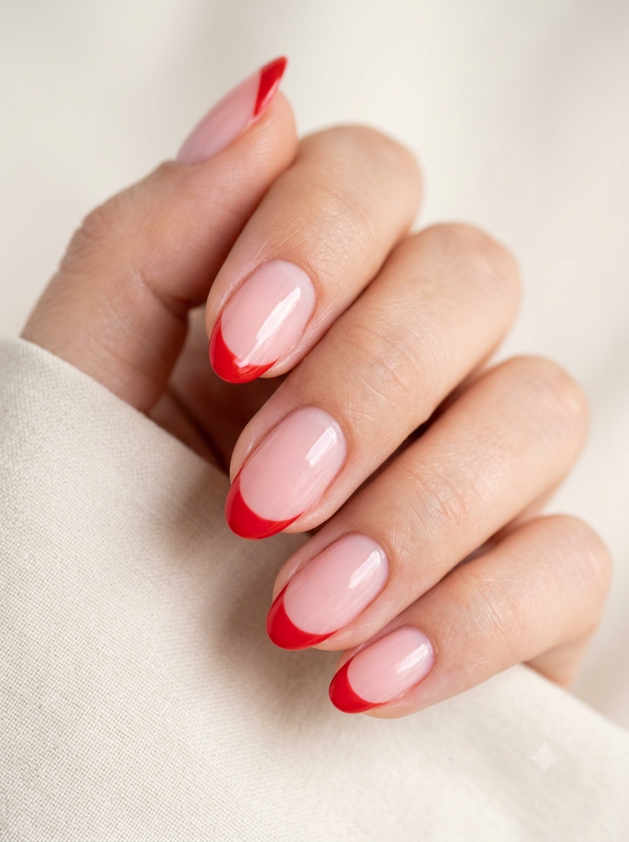 Red French Tips PressOns NailOLash