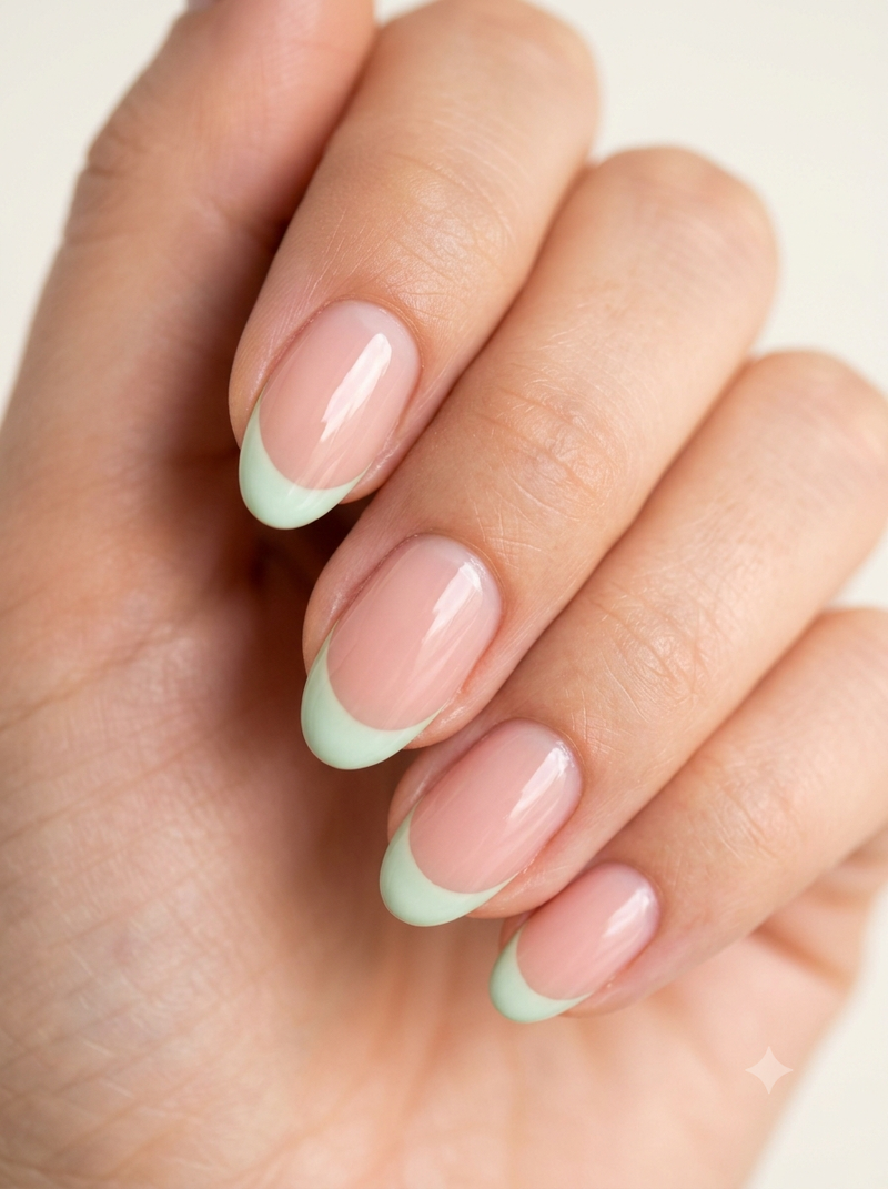 Mint Green French Tip Nails NailOLash