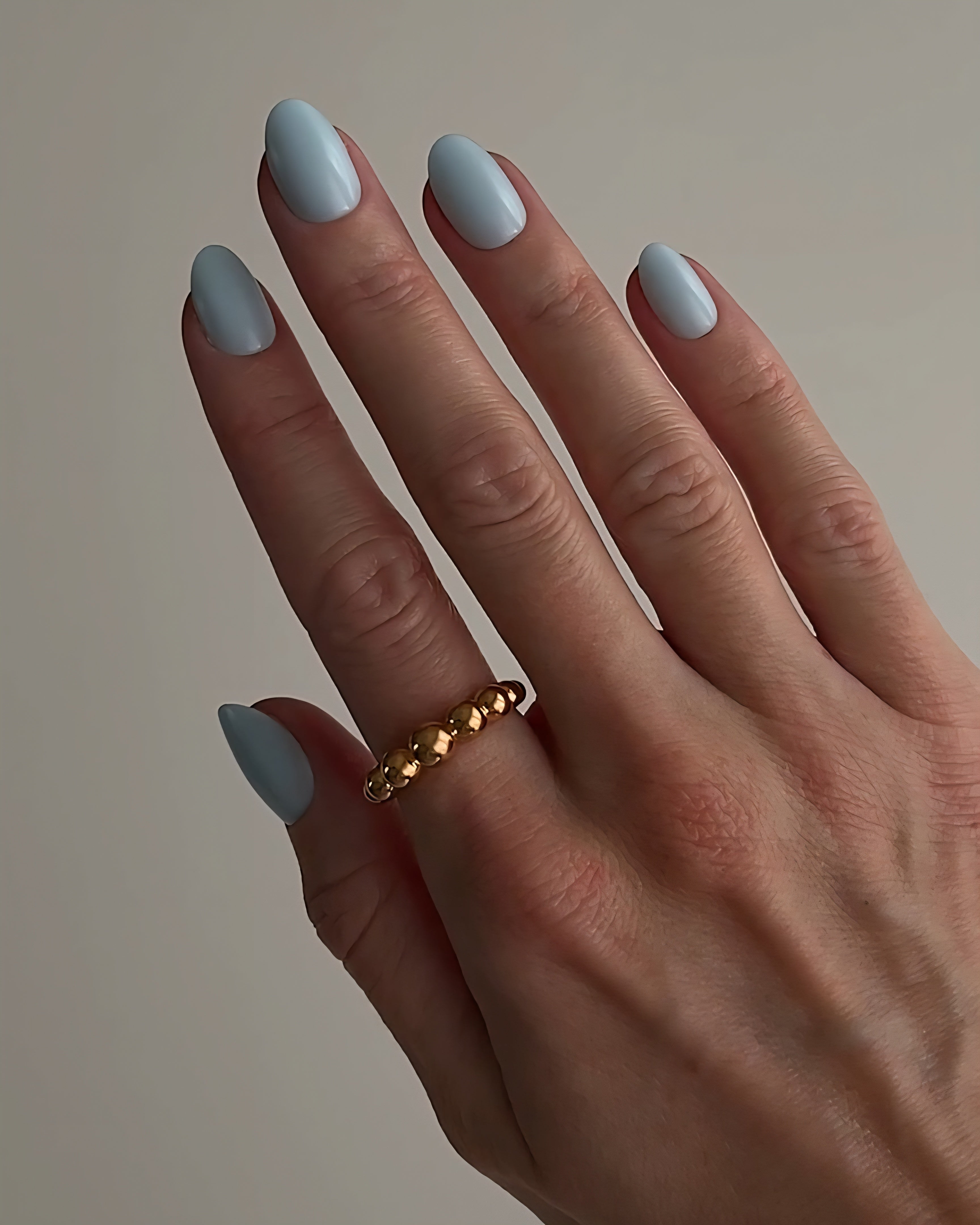 Pastel Baby Blue Oval Nails