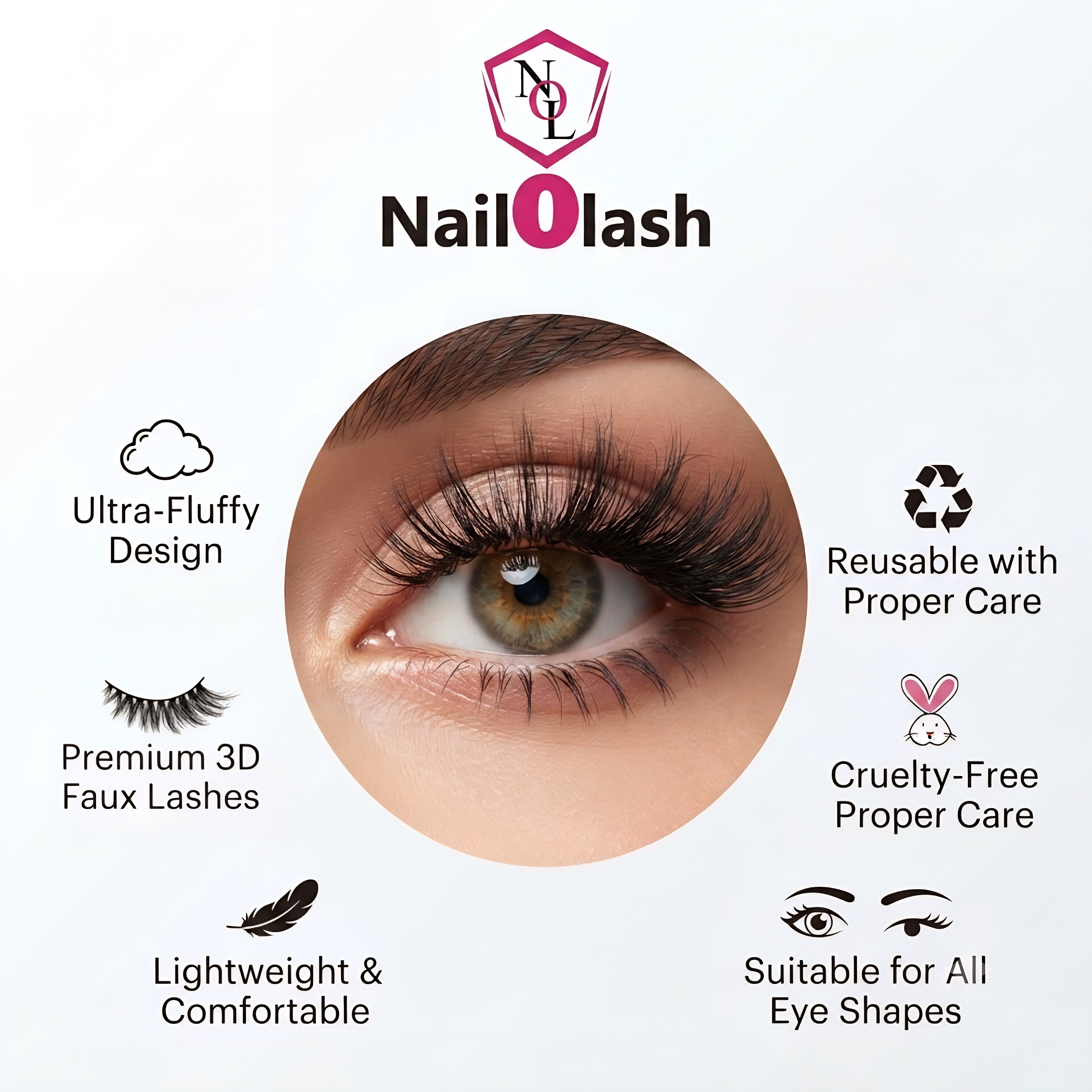3D Wispy Faux Mink Eyelashes Nail O Lash