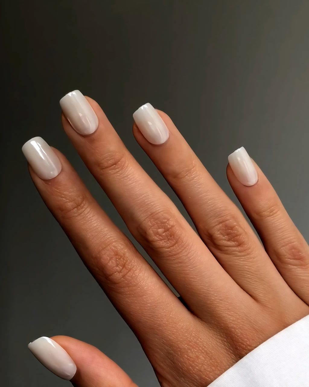 Glossy Snow White Nails