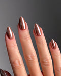 Chocolate Brown Glossy Almond Nails