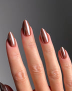 Chocolate Brown Glossy Almond Nails Nail O Lash
