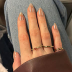 Glossy Almond Shaped Beige Nails