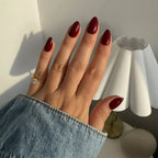 Glossy Maroon Almond Nails