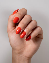 Lipstick Red Press On Nails Short Round