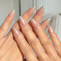 Pearl Chrome Almond Nails City Pink Nailshop