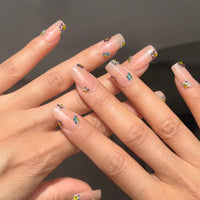 Square Crystal Flower Nails Nail O Lash