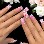 Rose pink summer flower duck nail