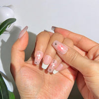 Square Pink Floral French Tip Nails Nail O Lash