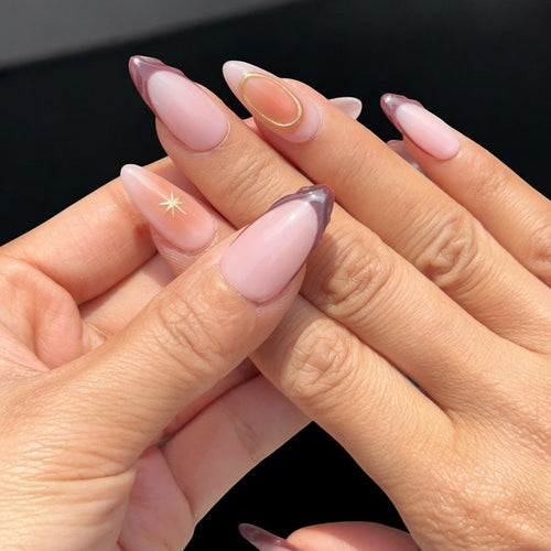 Almond Shaped Nails With Brown French Tips