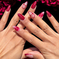 Red french tip flower set City Pink Nailshop