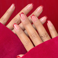 Red Short French tip Nail O Lash