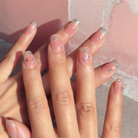 Nude Pink Nails With Silver Tips Nail O Lash