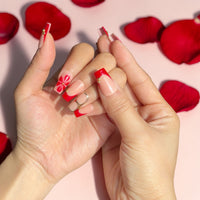 Red French Tip Square Nails Nail O Lash