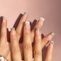 Pink Square With White French Tips Nail O Lash