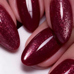 Burgundy Velvet Cat Eye Nails