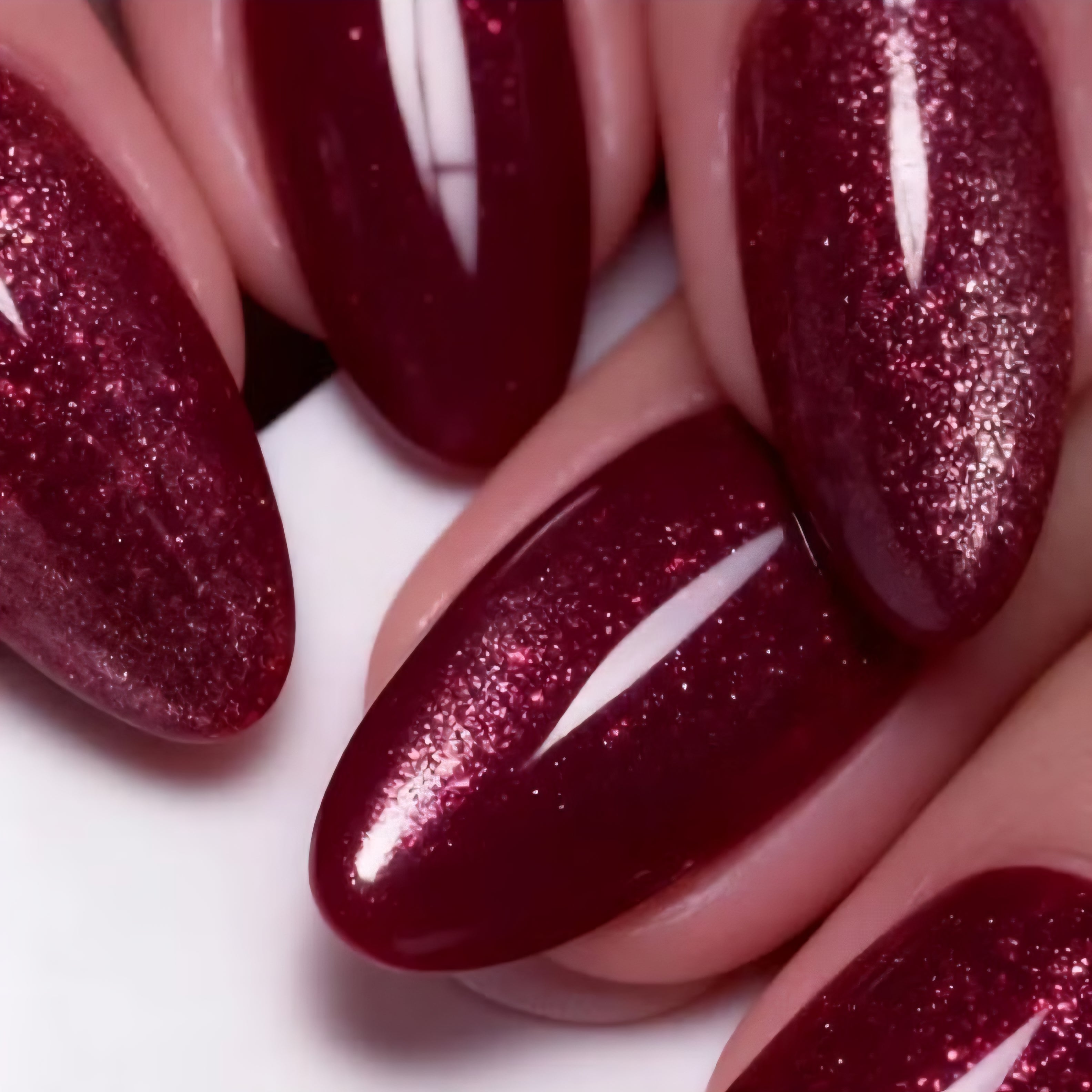 Burgundy Velvet Cat Eye Nails