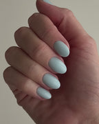 Pastel Baby Blue Oval Nails