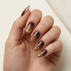 Brown & Gold French Press-On Nails