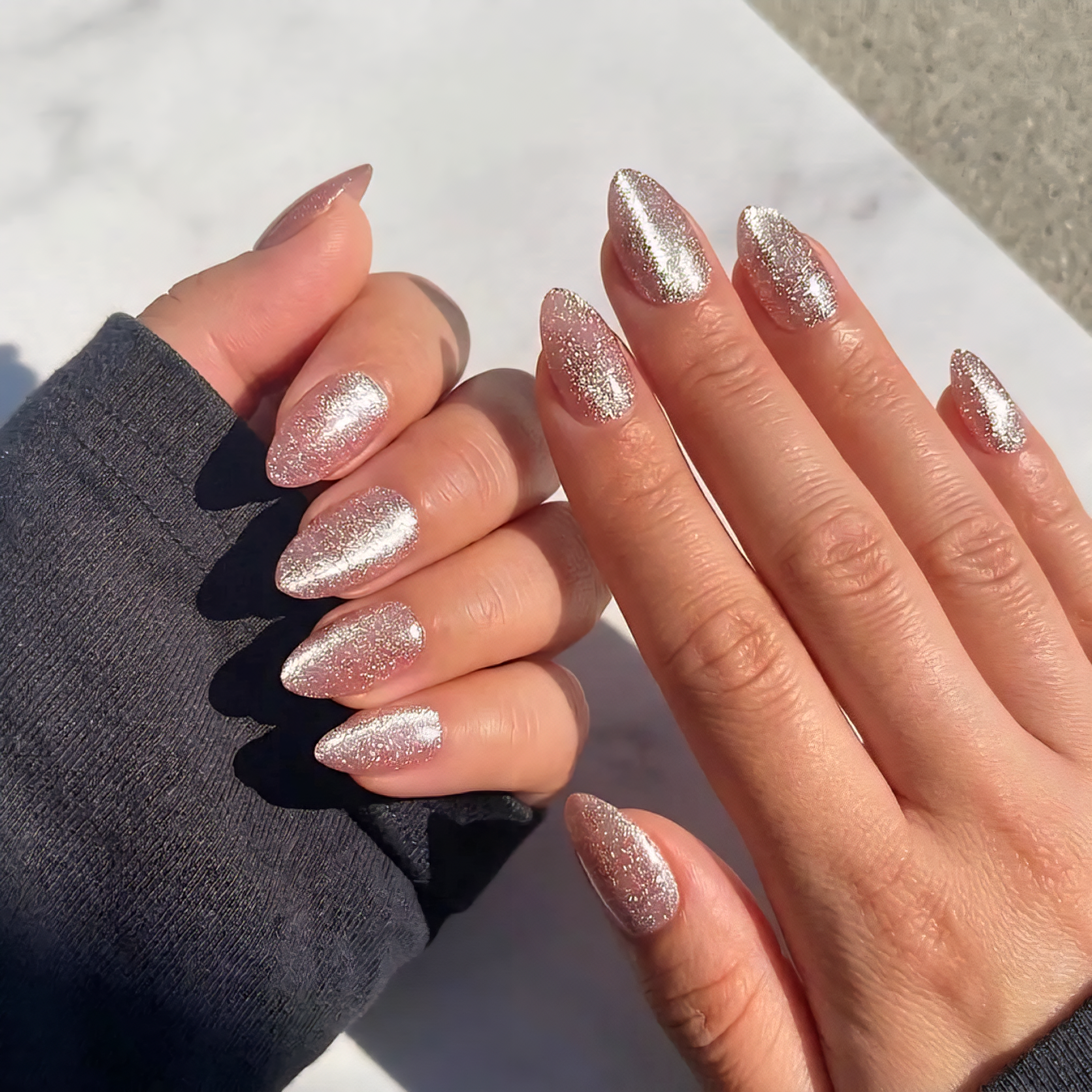 Pink Glitter Press-On Nails