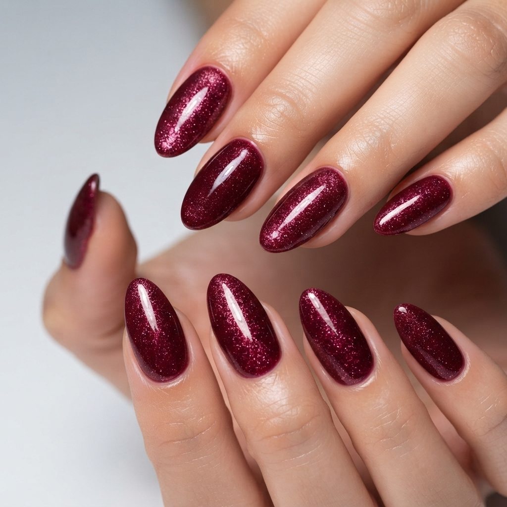 Burgundy Velvet Cat Eye Nails Nail O Lash