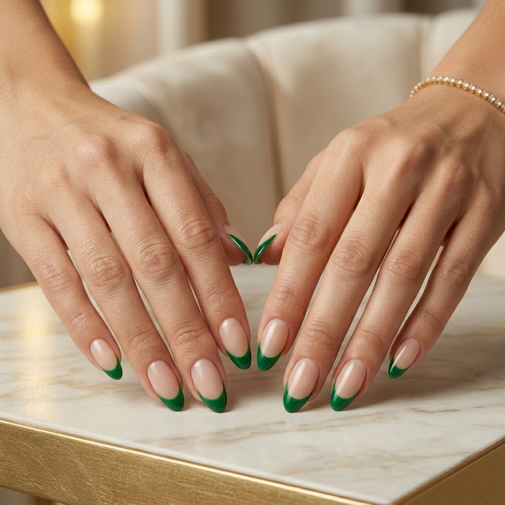 Green French Press-On Nails