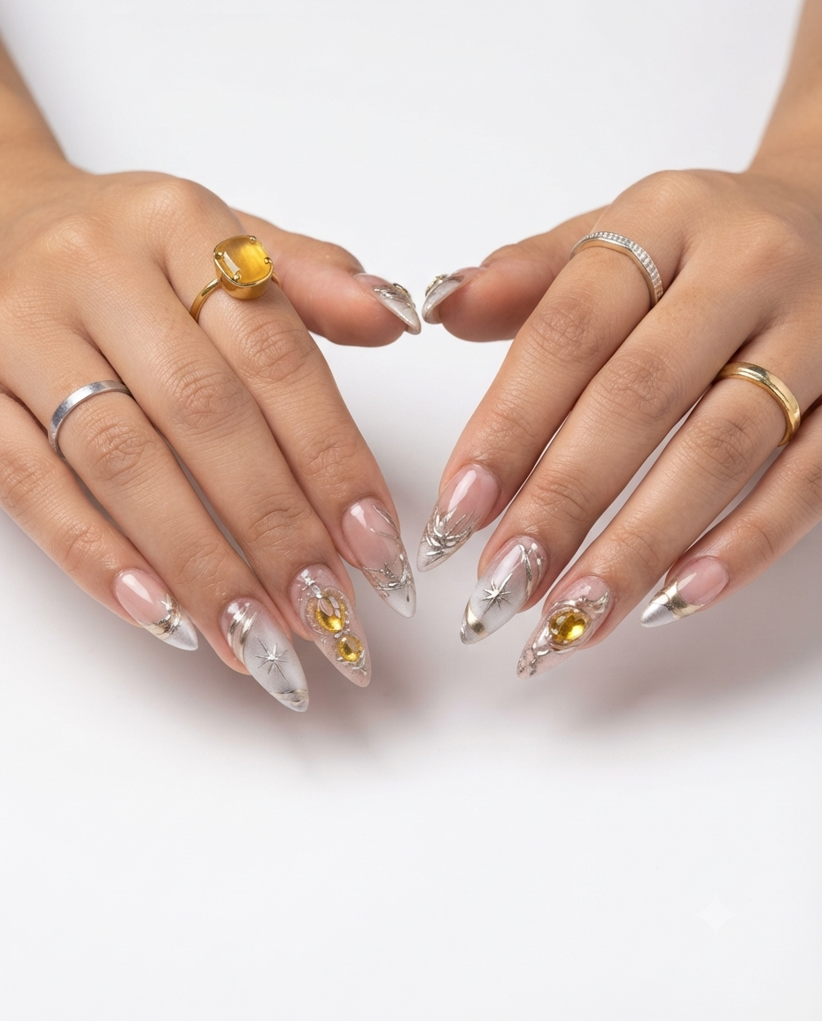 Amber Gemstone Press-On Nails Nail O Lash