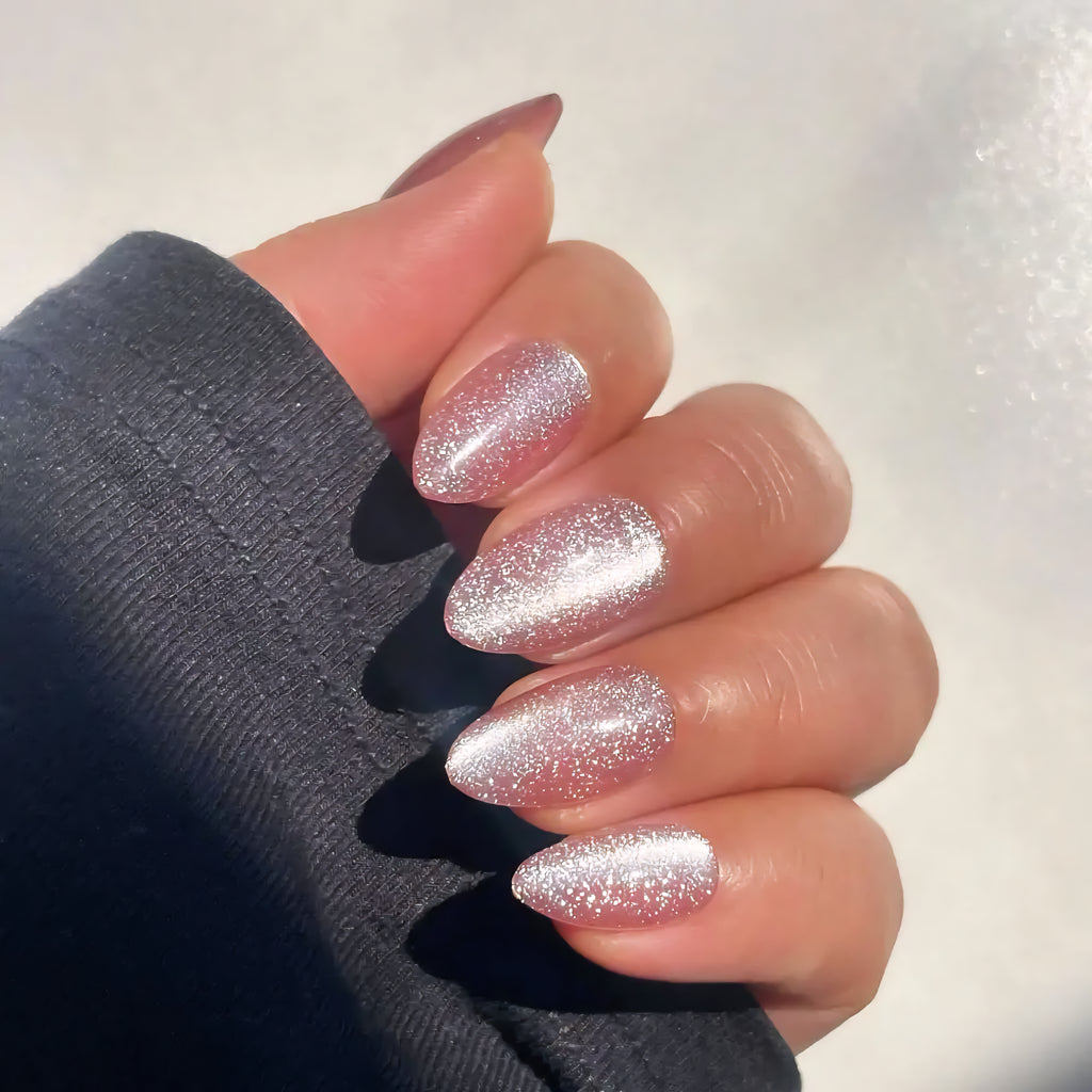 Pink Glitter Press-On Nails