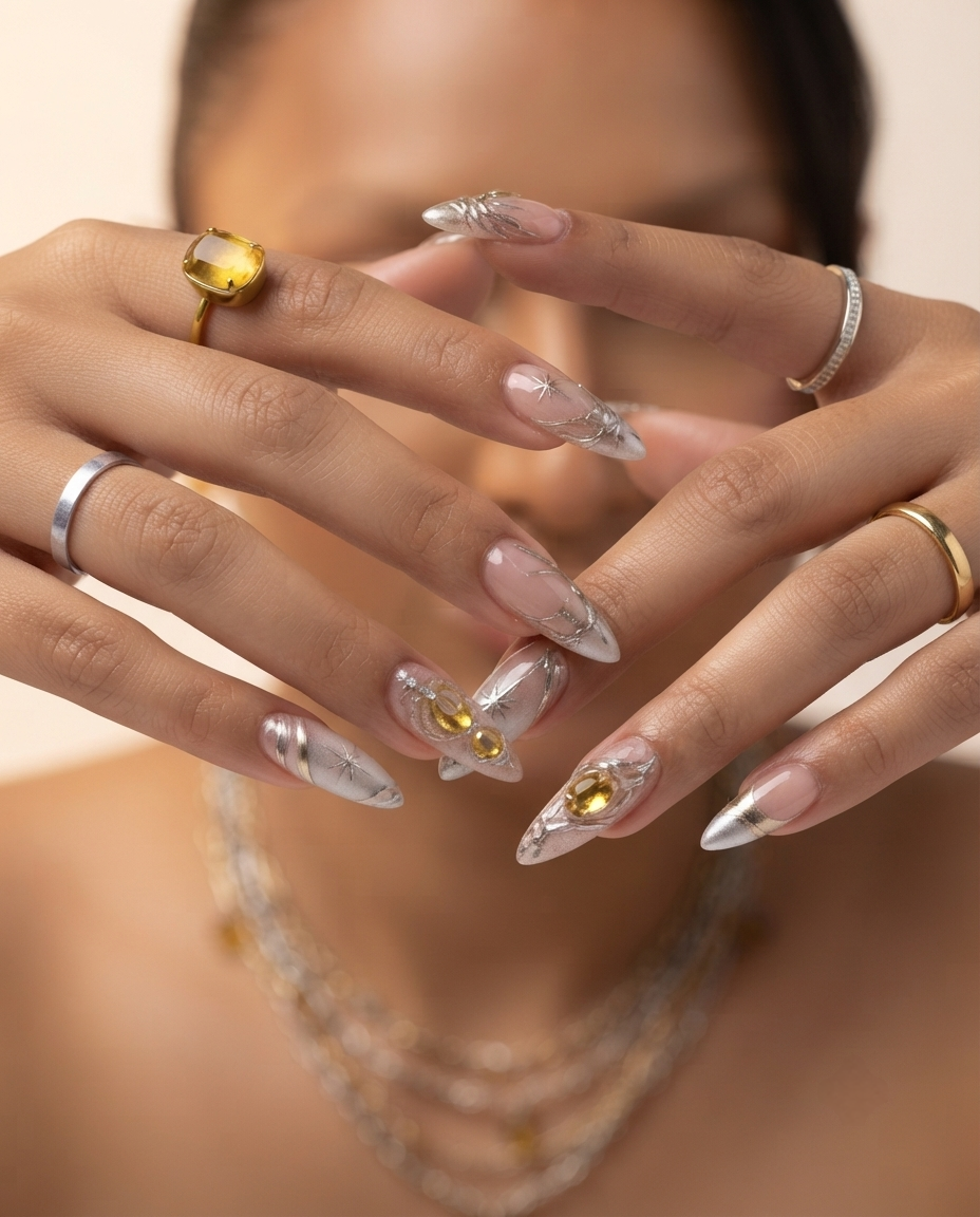 Amber Gemstone Press-On Nails Nail O Lash