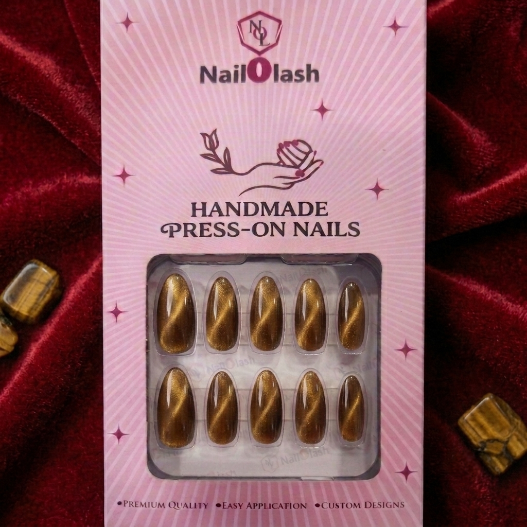 Woody Brown Cat Eye Press-On Nails
