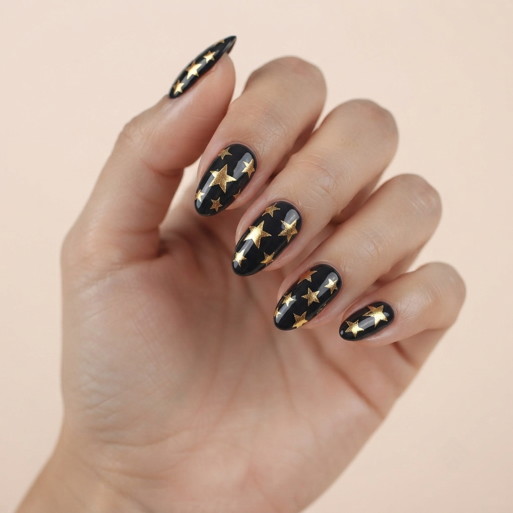 Gold Starry Night PressOns Nail O Lash