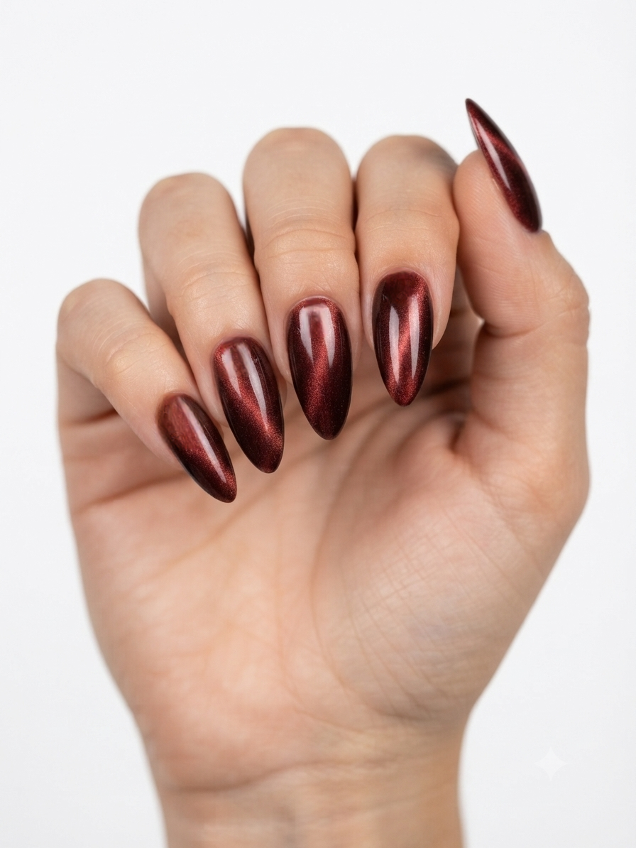 Burgundy Cat Eye Press-On Nails Nail O Lash